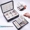 2-Layer Floating Effect Jewelry Box for Women – Premium PU Leather Organizer with Detachable Tray for Rings, Earrings, Necklaces & Bracelets, Elegant Black Case (Black)